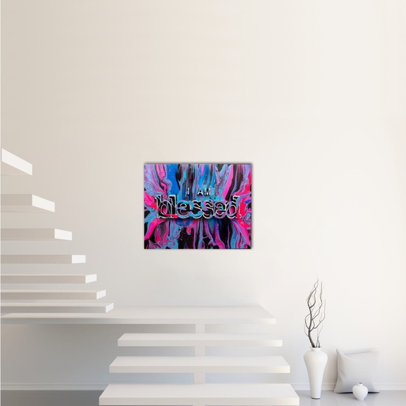 I Am Blessed 3D Colorful, Flowing, Original, Medium, Affirmation Art Painting - Picture 5 of 5